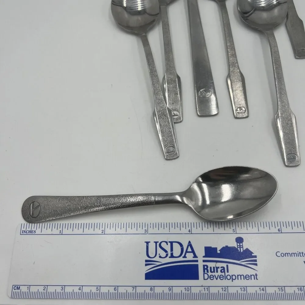 Vintage Eastern Airlines Stainless Steel Flatware 7 Spoons Soup Tea Table JAPAN